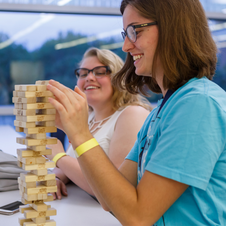 A game of jenga played in the cube.
